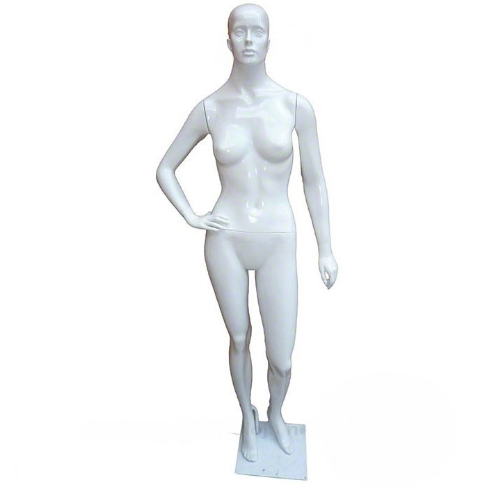 Manequim De Fibra Feminino Com Pose Branco Com Rosto (Sem Base)
