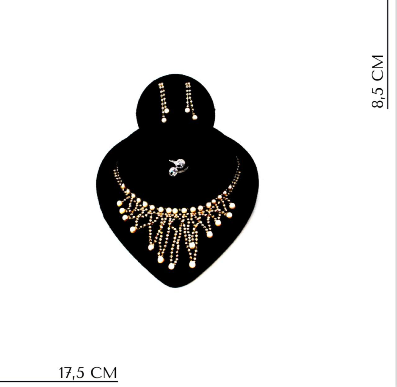 Display Expositor De J�ias Veludo Preto 3 Em 1 Cora��o
