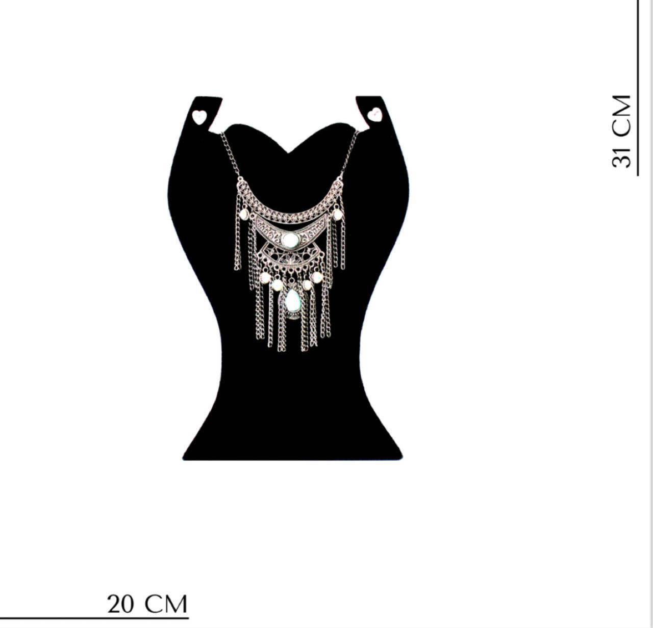 Display Busto Fashion Expositor De J�ias Veludo Preto Para Colar e Brinco