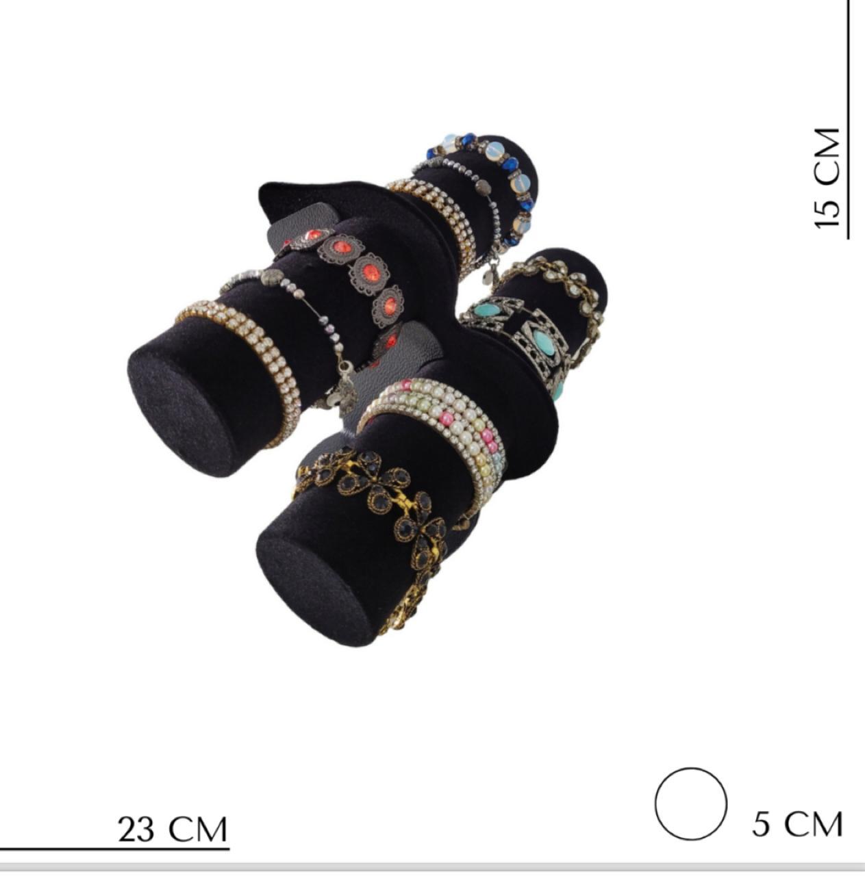 Display Expositor De J�ias Veludo Preto para Pulseiras Duplo