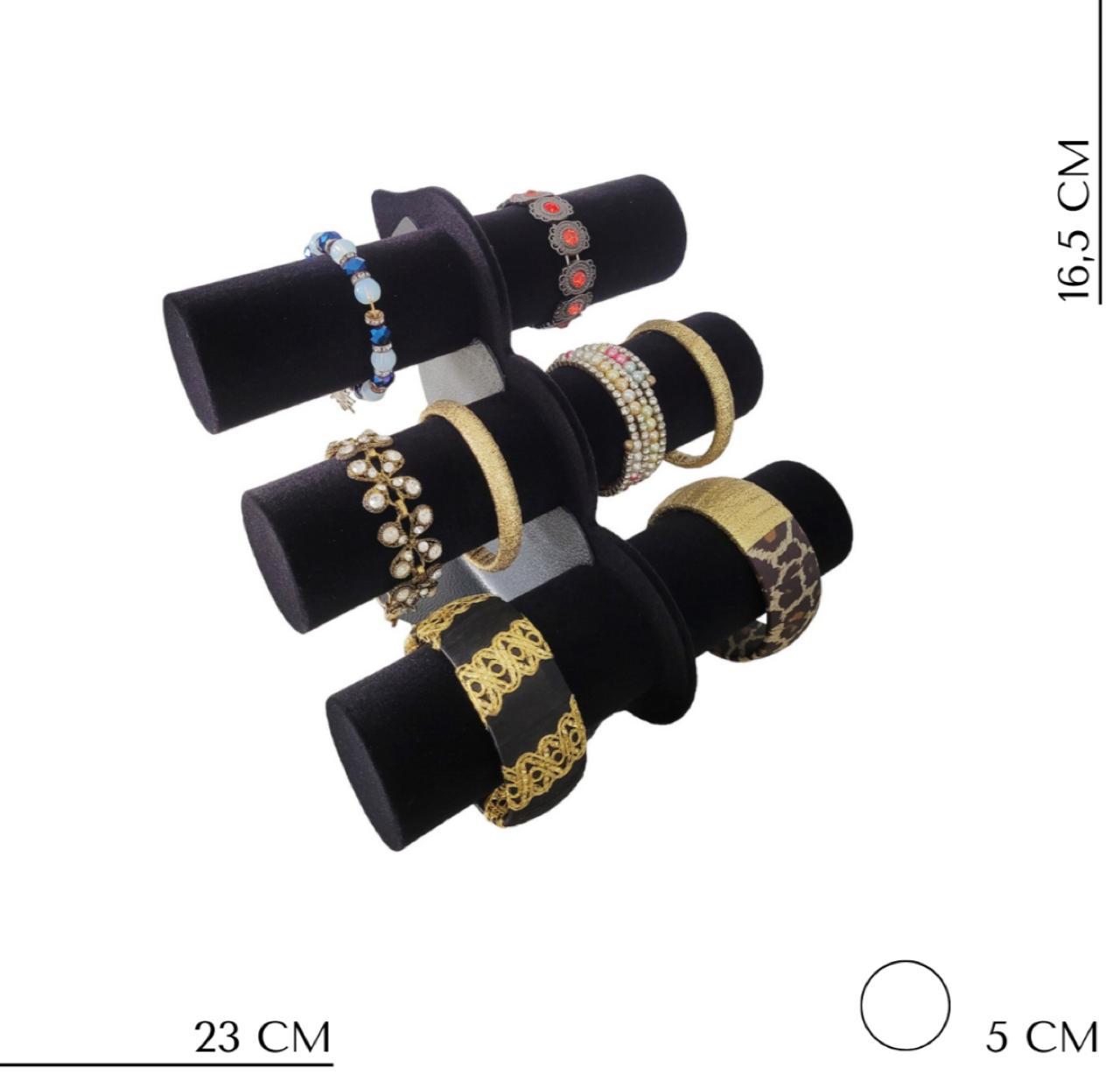 Display Expositor De J�ias Veludo Preto Para Pulseiras Triplo
