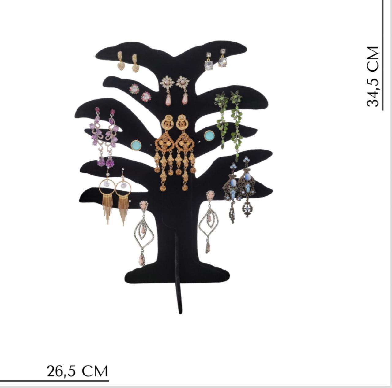 Display Expositor �rvore De J�ias Veludo Preto para Brincos