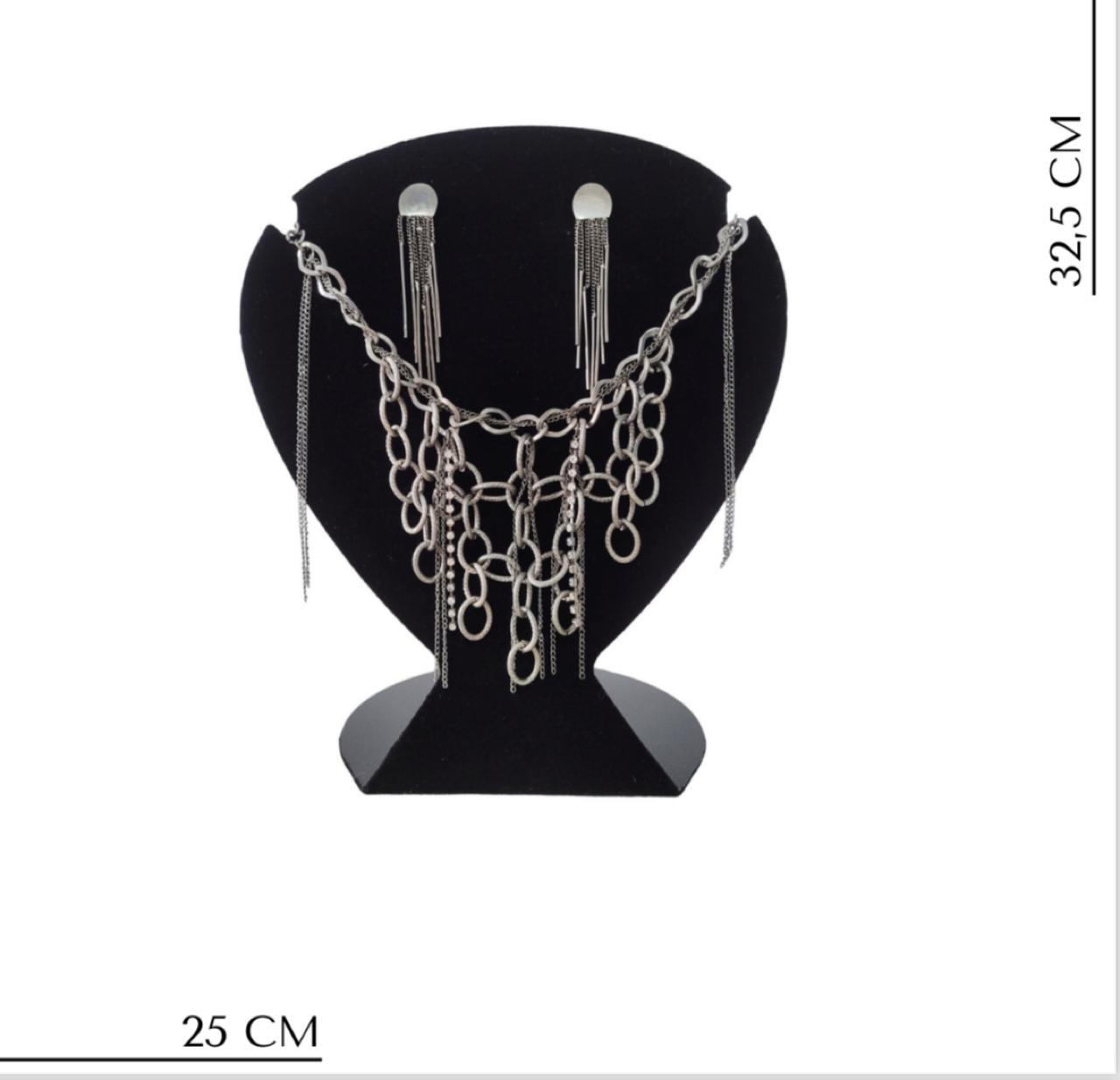 Display Busto Cora��o Big Expositor De J�ais Veludo Preto Para Colar e Brinco