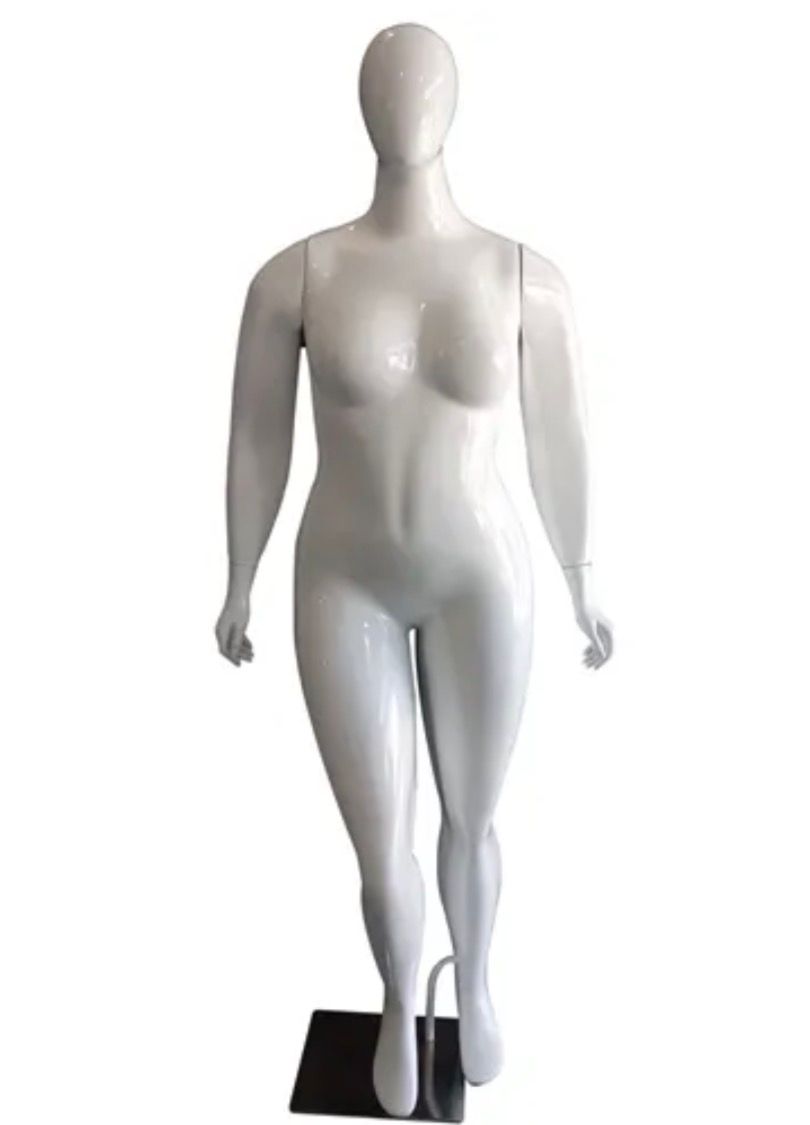 Manequim De Fibra Plus Size GG Branco com Braços Retos (Sem Base)