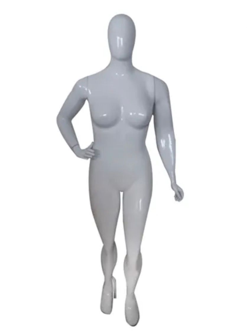 Manequim De Fibra Plus Size GG Branco com Braços com pose (Sem Base)