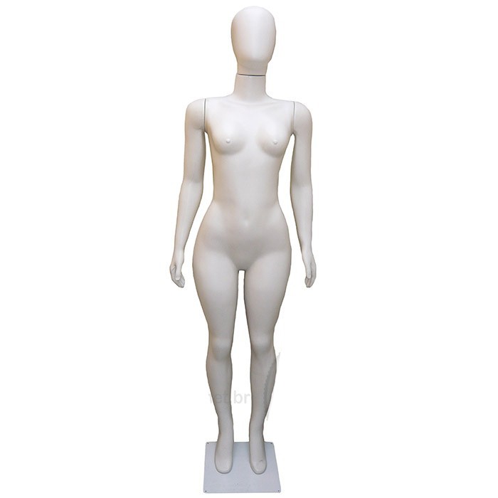Manequim De Plástico Feminino Três Braços Reto Branco Cabeça de Ovo (Sem Base)