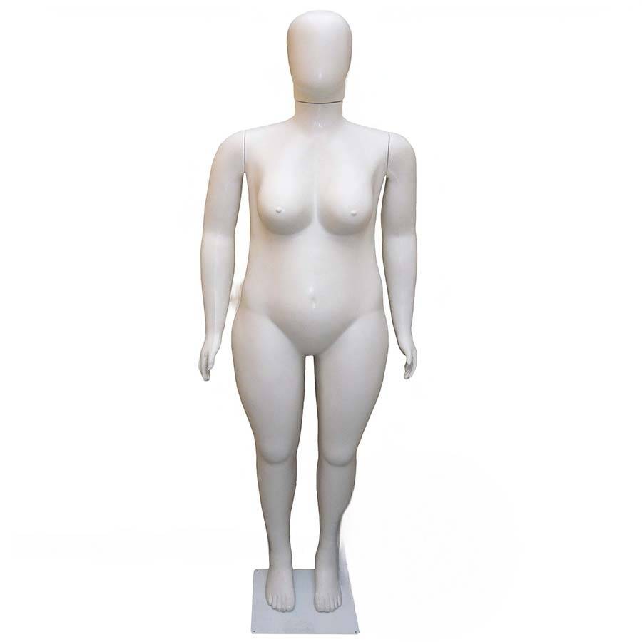 Manequim De Plástico Feminino Plus Size Reto Branco Cabeça de Ovo (Sem Base)