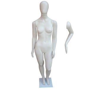Manequim De Plástico Feminino Três Braços Branco Cabeça de Ovo (Sem Base)
