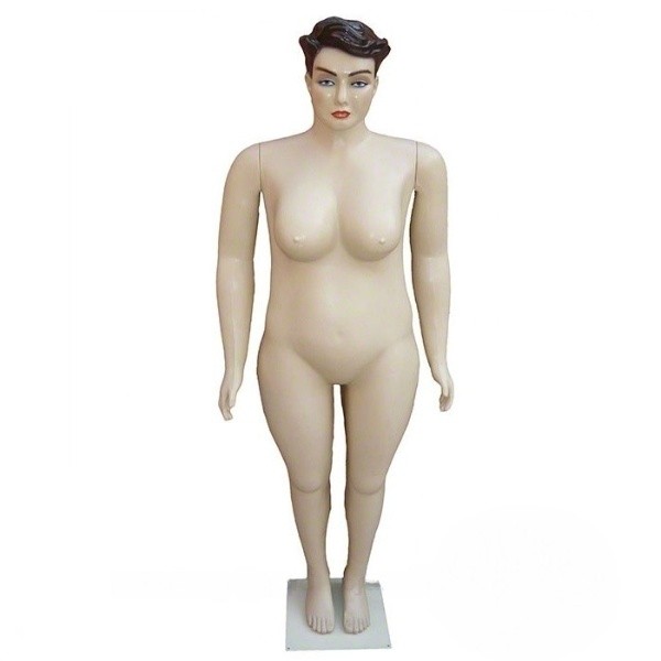 Manequim De Plástico Feminino Plus Size Bege Maquiado (Sem Base)