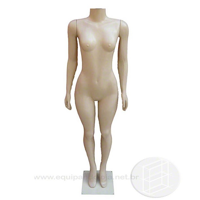 Manequim Feminino Três Braços Reto Sem Cabeça Bege (Sem Base)