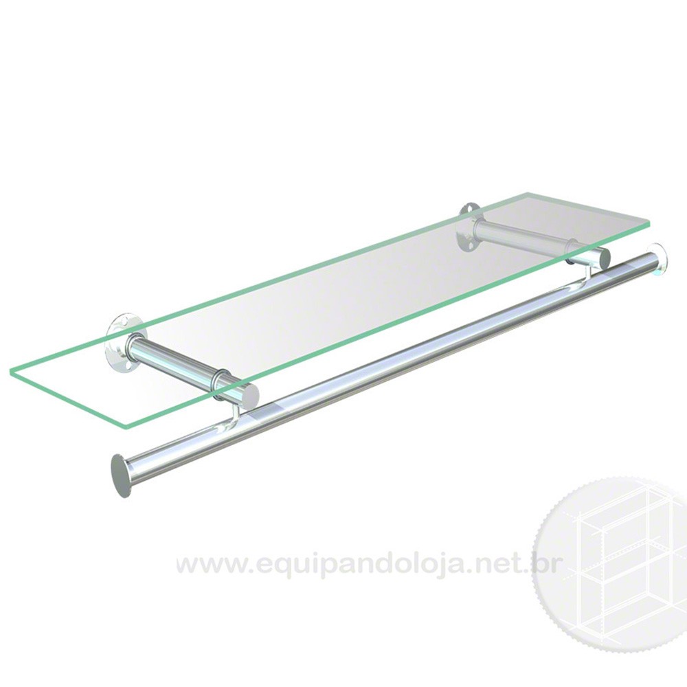 Arara Prateleira Reta 1.20 M Cromada (Sem Vidro)