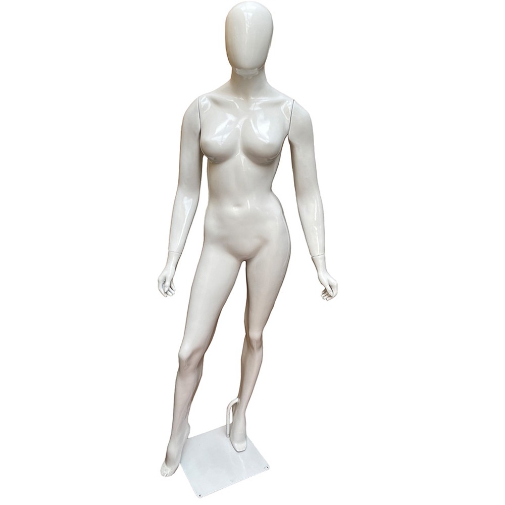 Manequim De Fibra Feminino Branca Reta Com Silhueta (Sem Base)